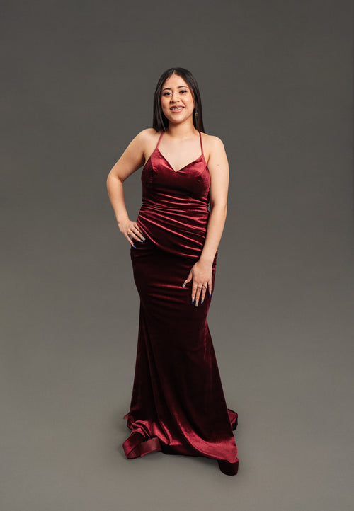 V-Neck Spaghetti Strap Trumpet Gown