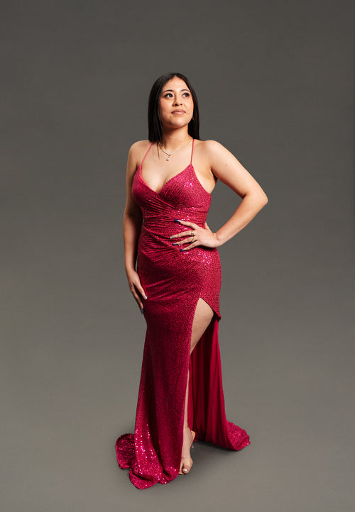 Iridescent Sequin V-Neck Gown